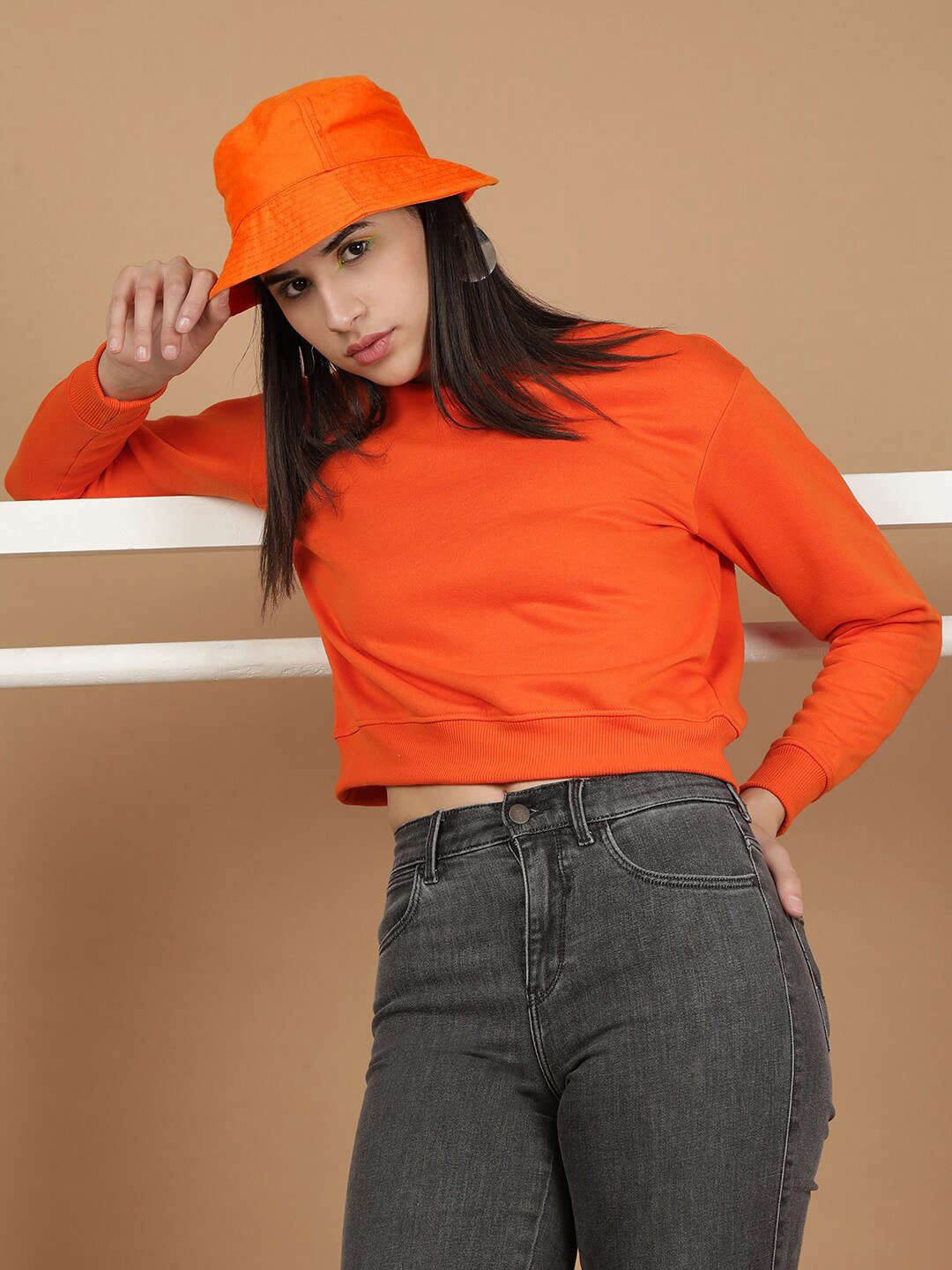 Shop Women's Solid Regular Fit Sweatshirt Online.