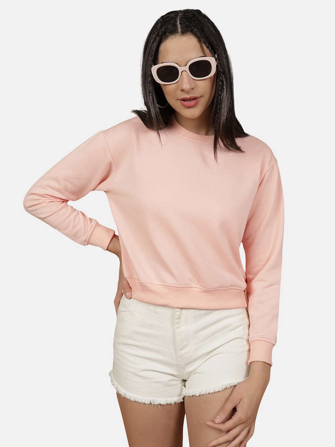 Shop Women's Solid Regular Fit Sweatshirt Online.