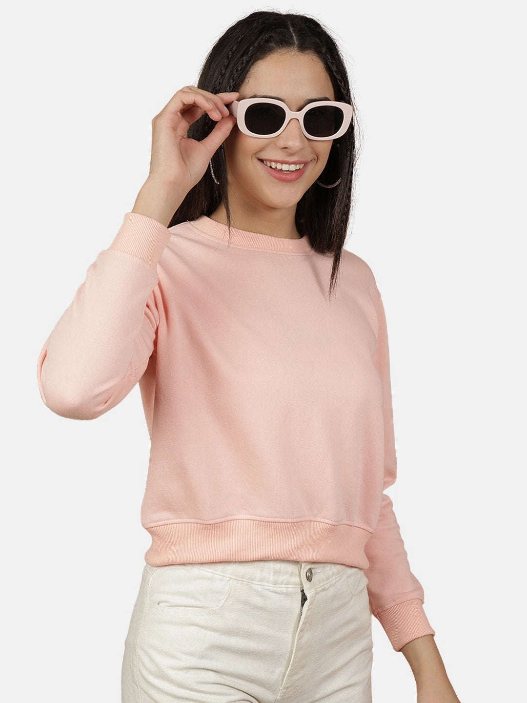 Shop Women's Solid Regular Fit Sweatshirt Online.