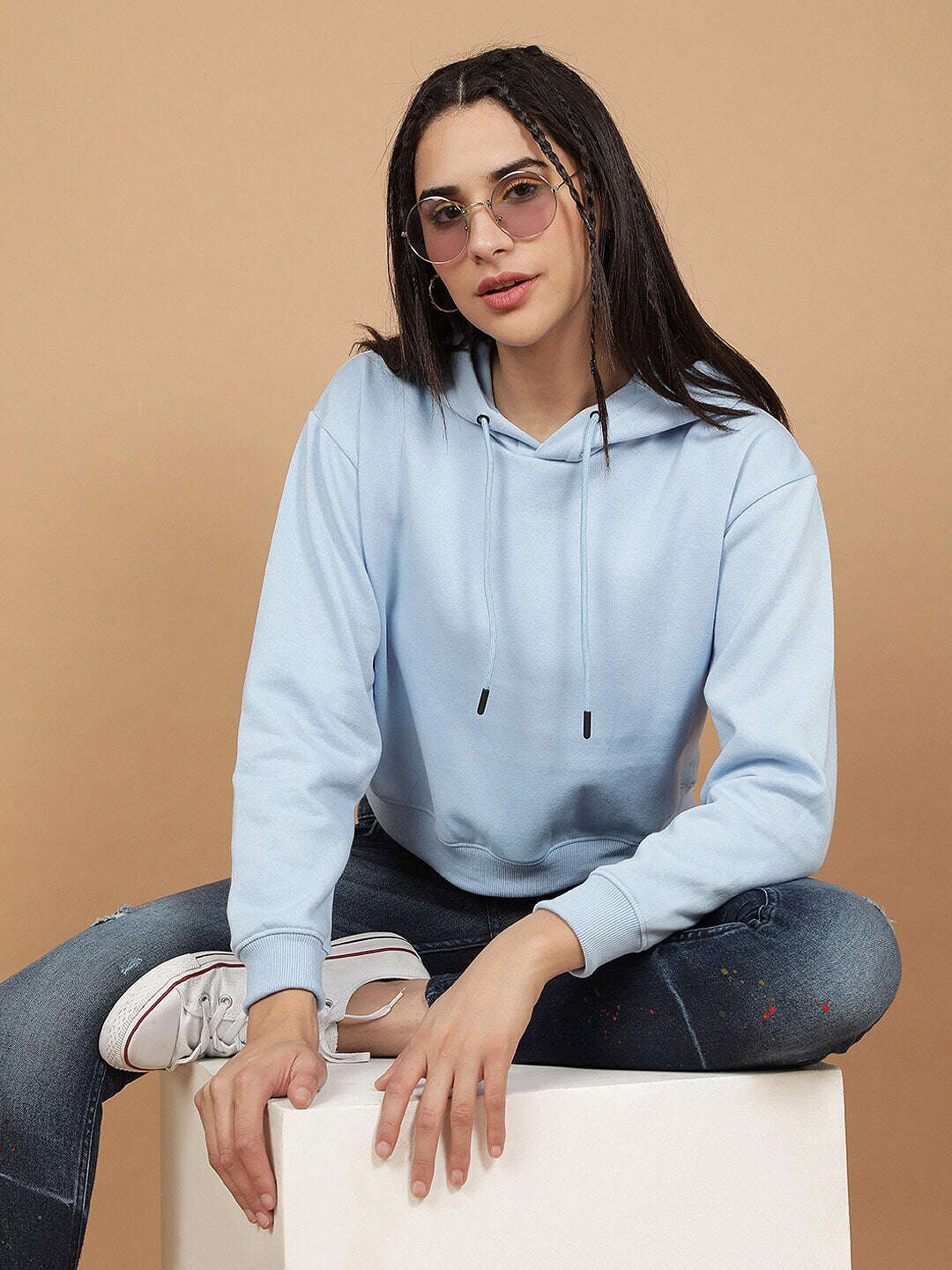 Shop Women's Solid Regular Fit Sweatshirt Online.