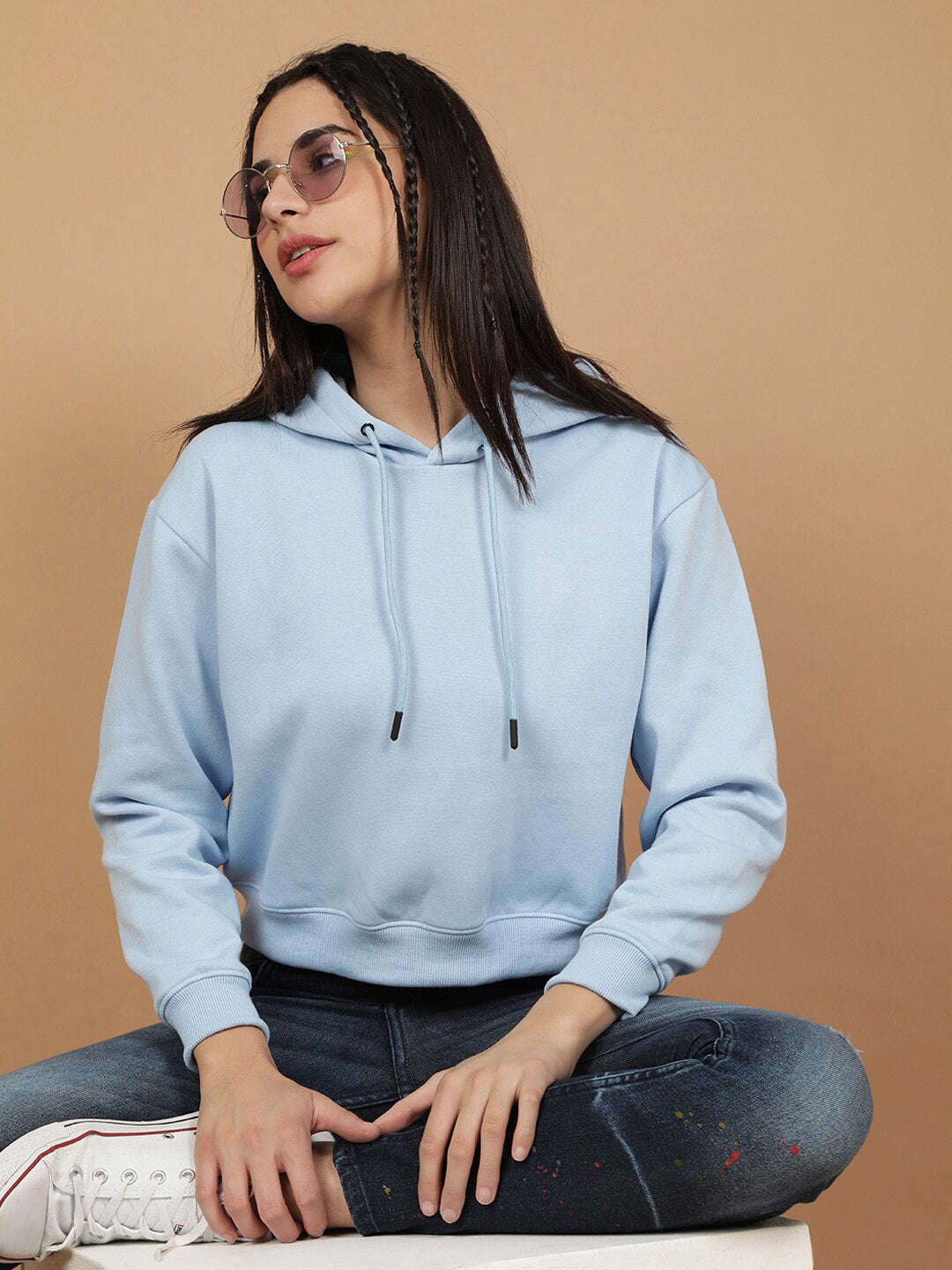 Shop Women's Solid Regular Fit Sweatshirt Online.