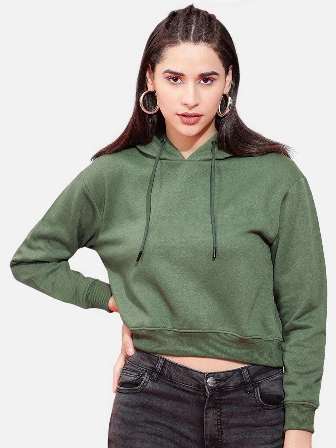 Shop Women's Solid Regular Fit Sweatshirt Online.