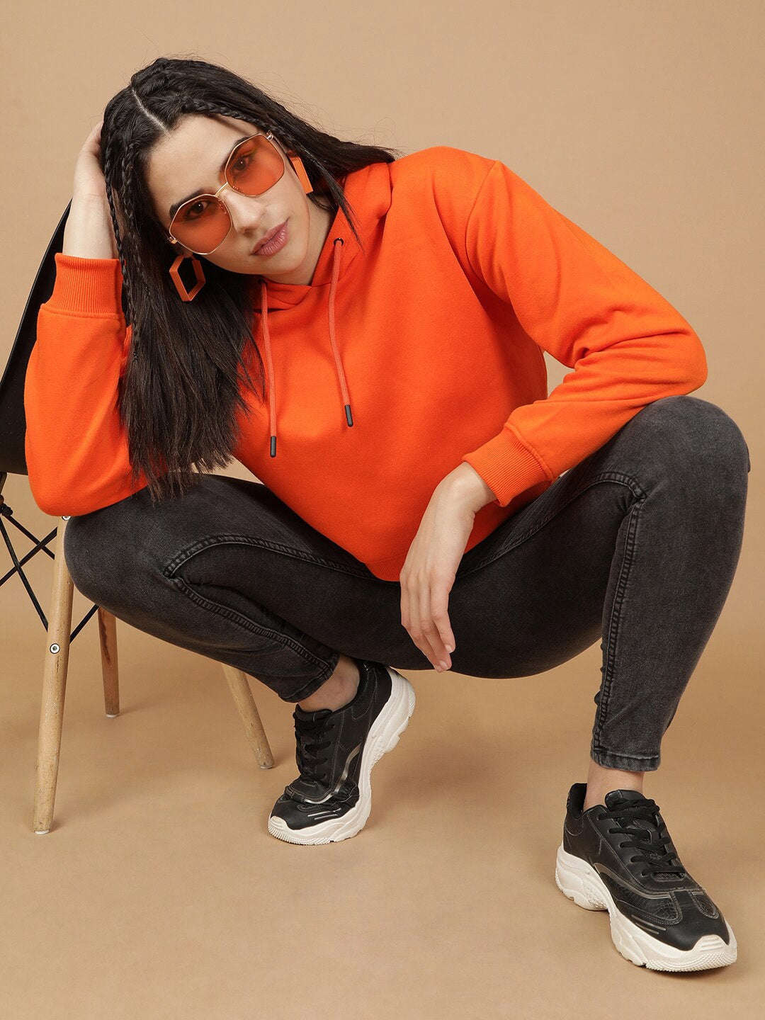 Shop Women's Solid Regular Fit Sweatshirt Online.