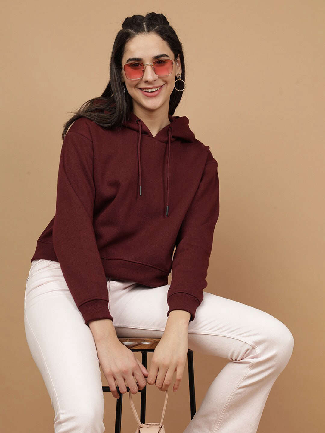 Shop Women's Solid Regular Fit Sweatshirt Online.