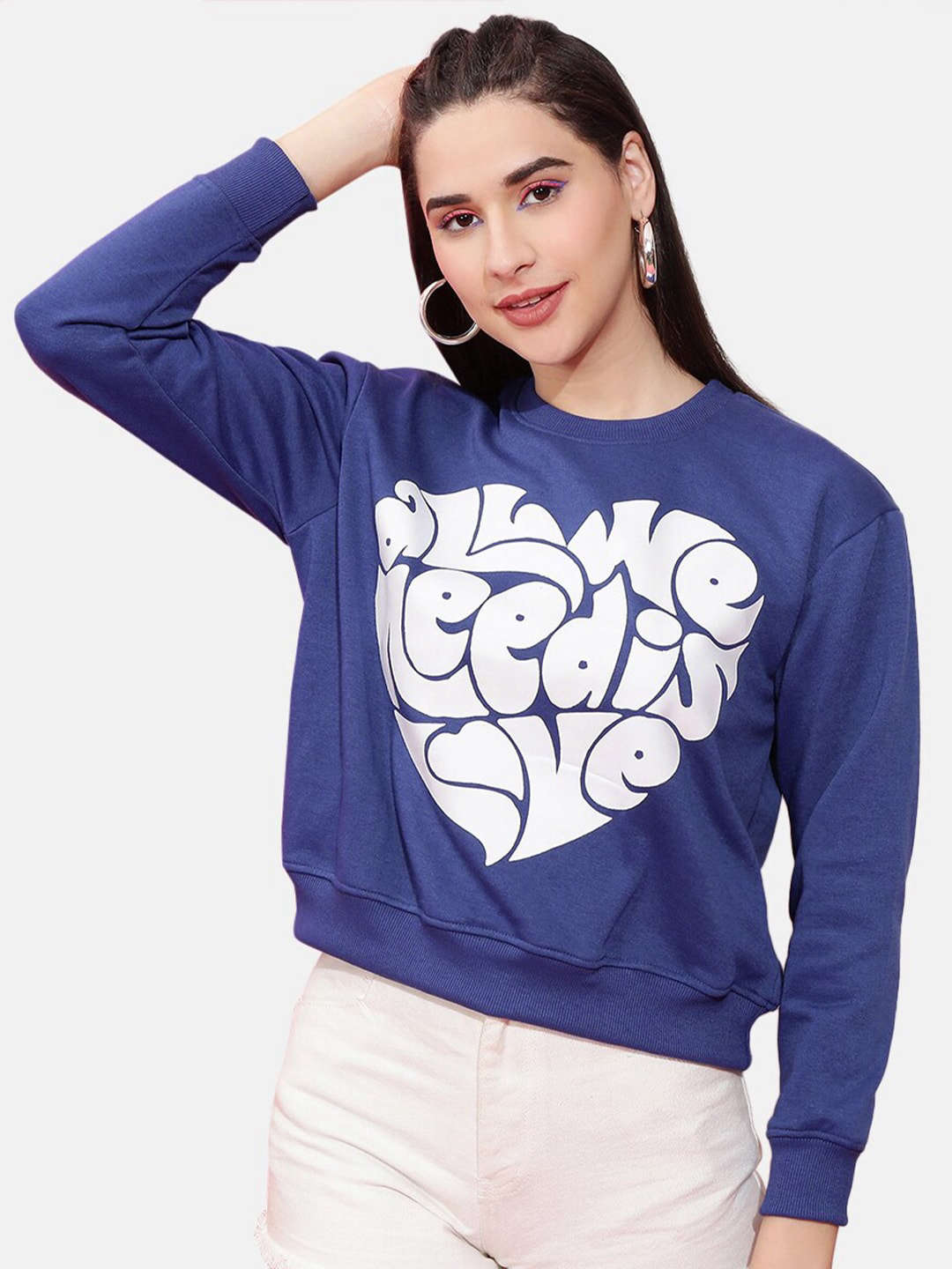 Shop Women's Solid Regular Fit Sweatshirt Online.