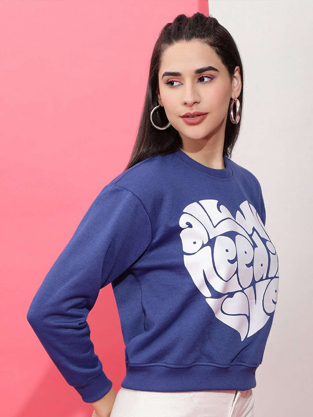 Shop Women's Solid Regular Fit Sweatshirt Online.