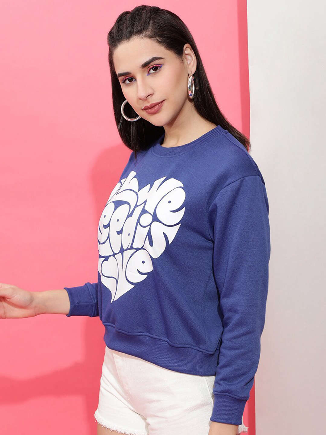 Shop Women's Solid Regular Fit Sweatshirt Online.