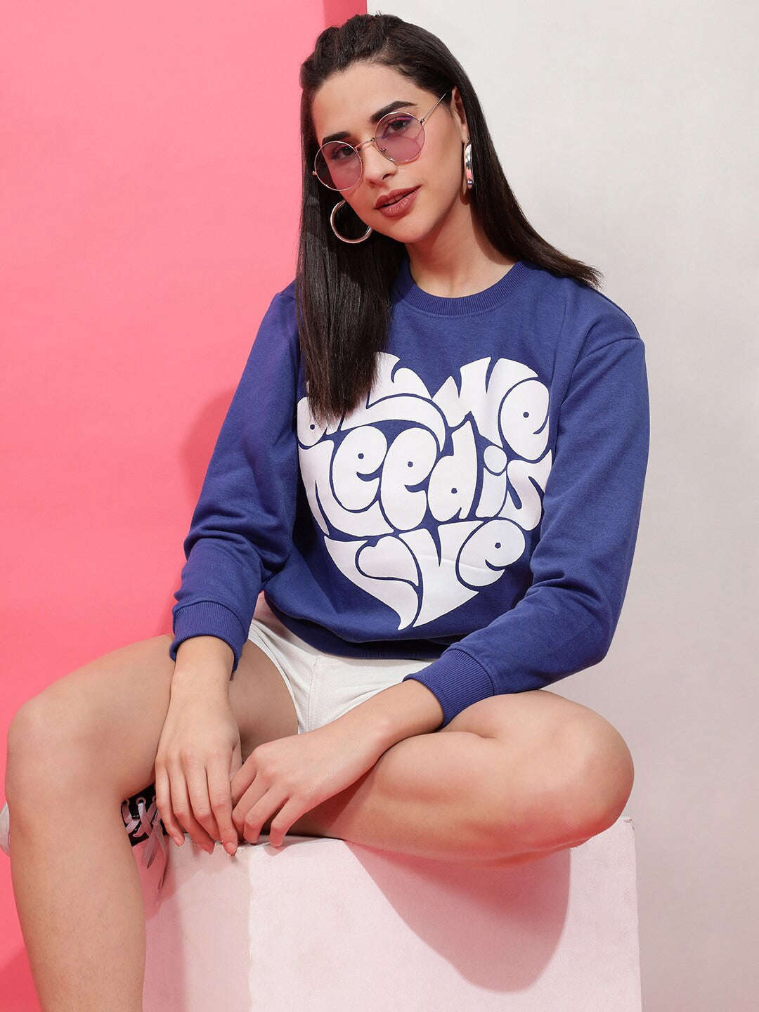 Shop Women's Solid Regular Fit Sweatshirt Online.