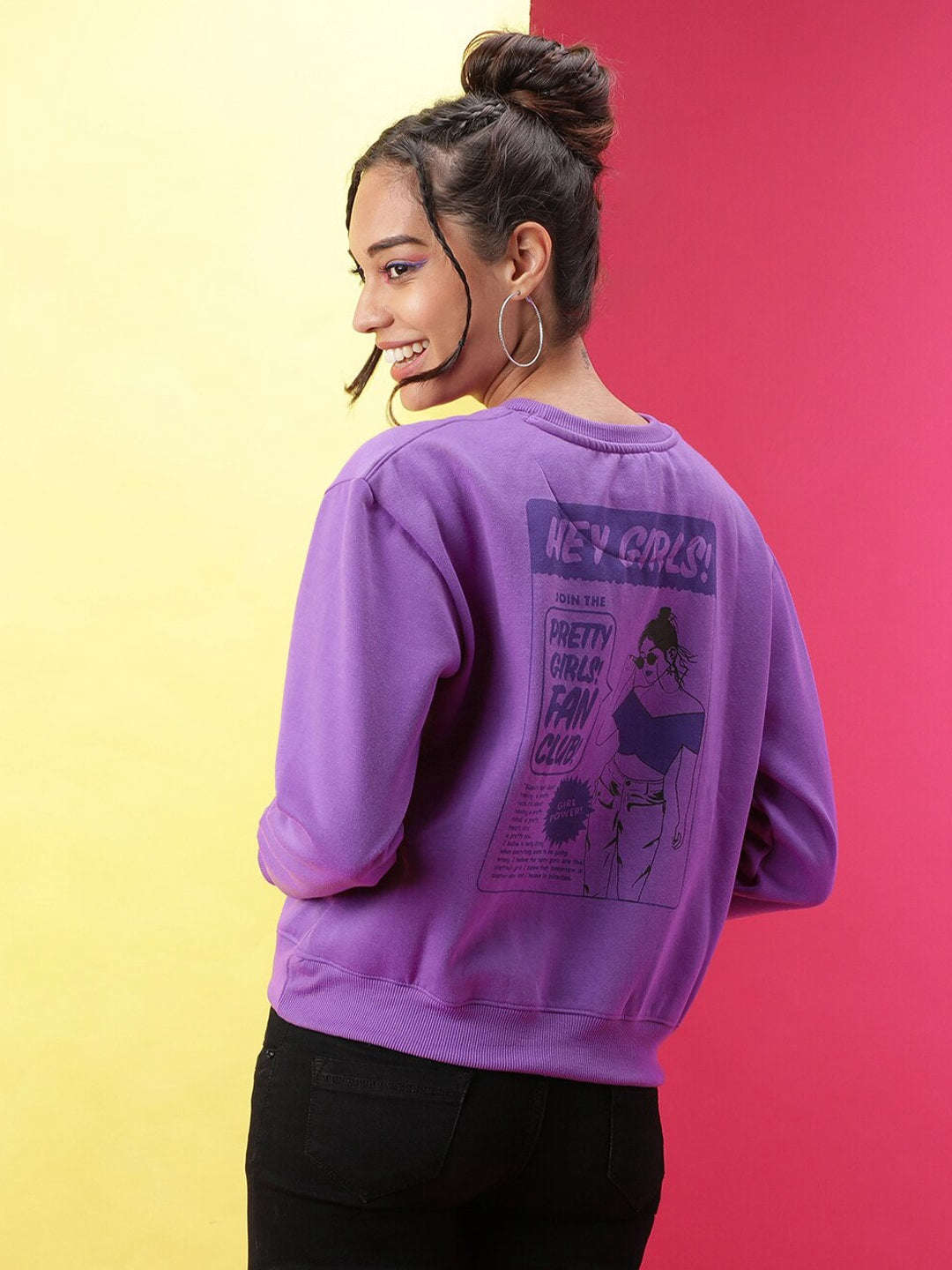 Shop Women's Back Printed Regular Fit Sweatshirt Online.