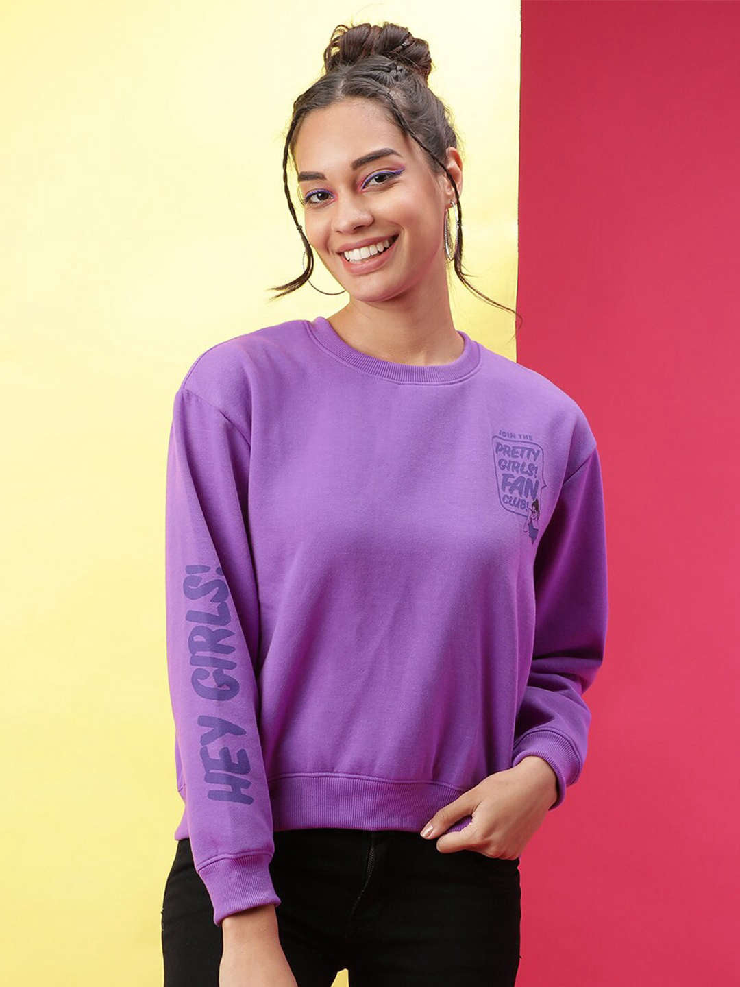 Shop Women's Back Printed Regular Fit Sweatshirt Online.