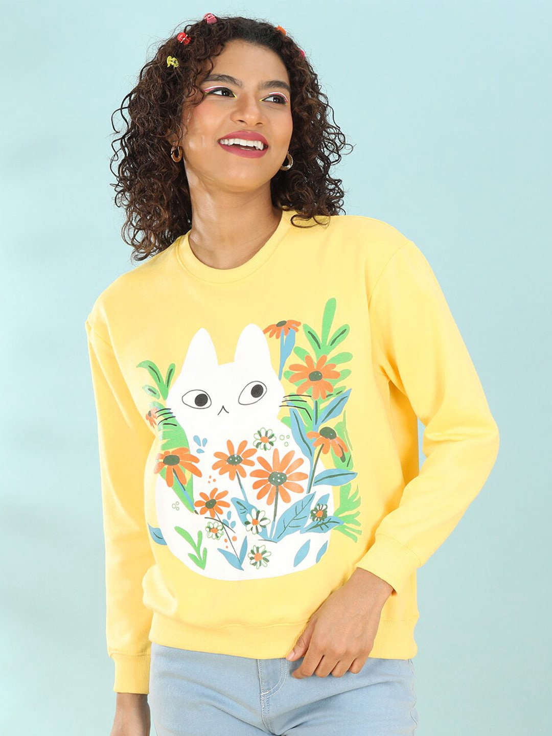 Shop Women's Printed Regular Fit Sweatshirt Online.