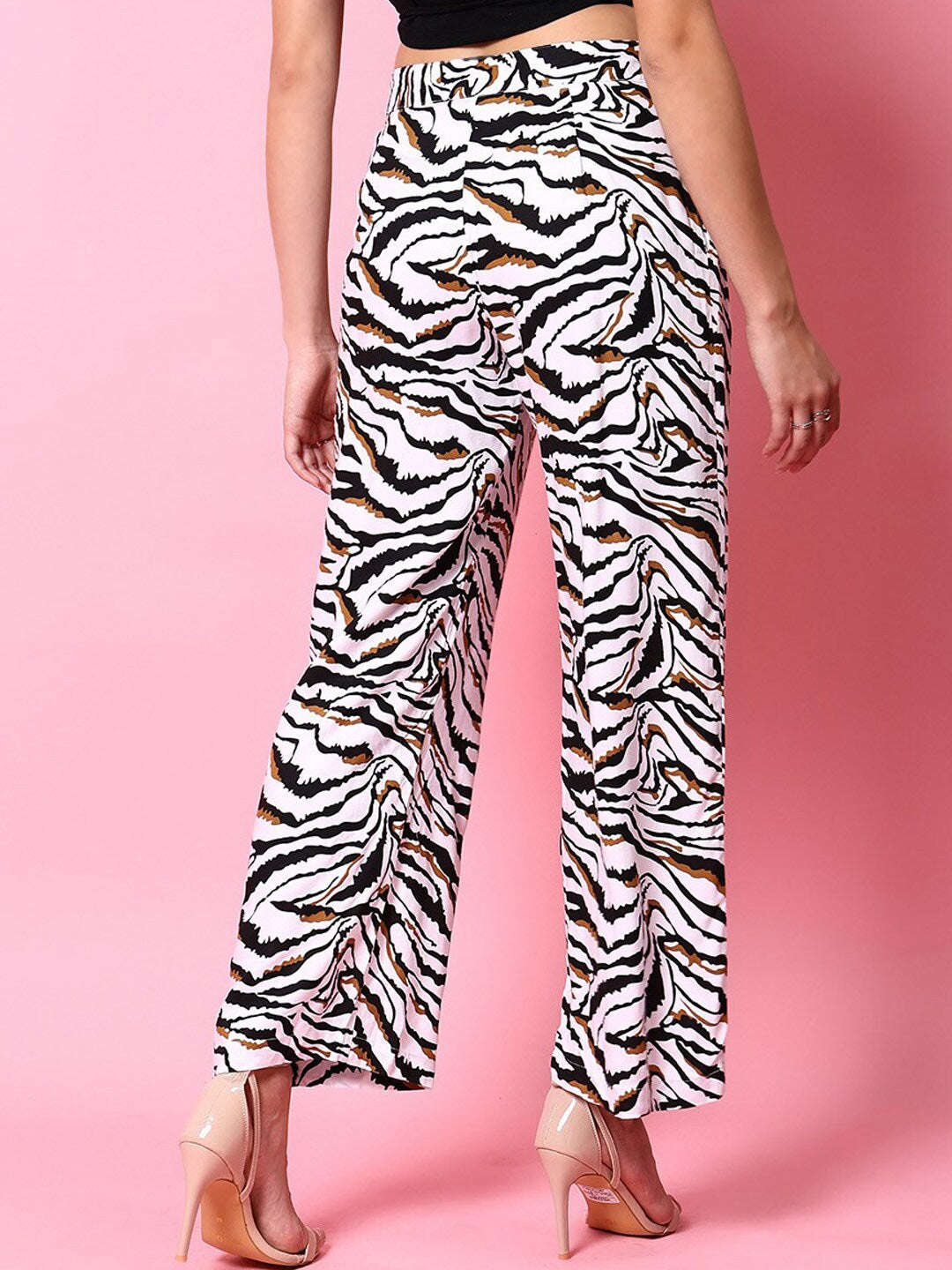 Shop Women Animal Printed Flare Pant Online.