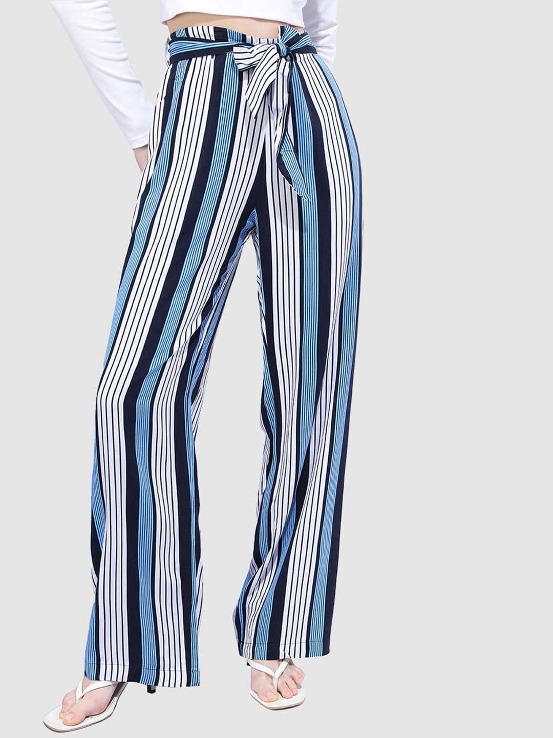 Shop Women Striped Flare Pant Online.