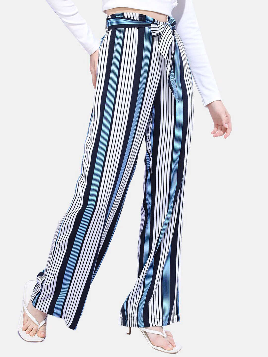 Shop Women Striped Flare Pant Online.