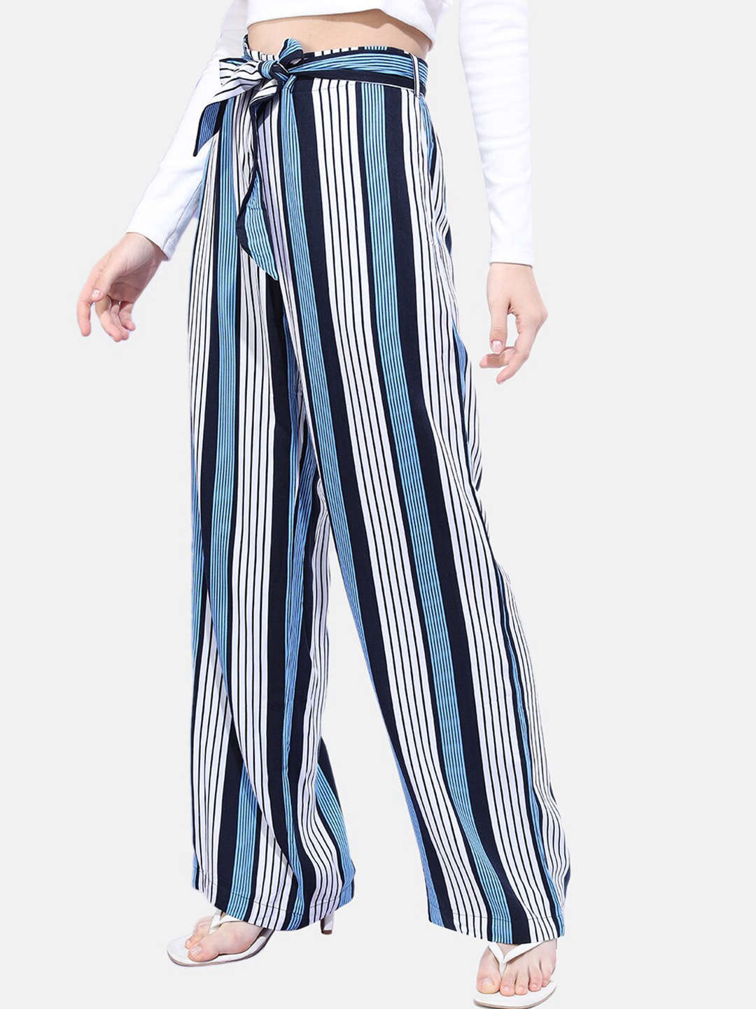 Shop Women Striped Flare Pant Online.