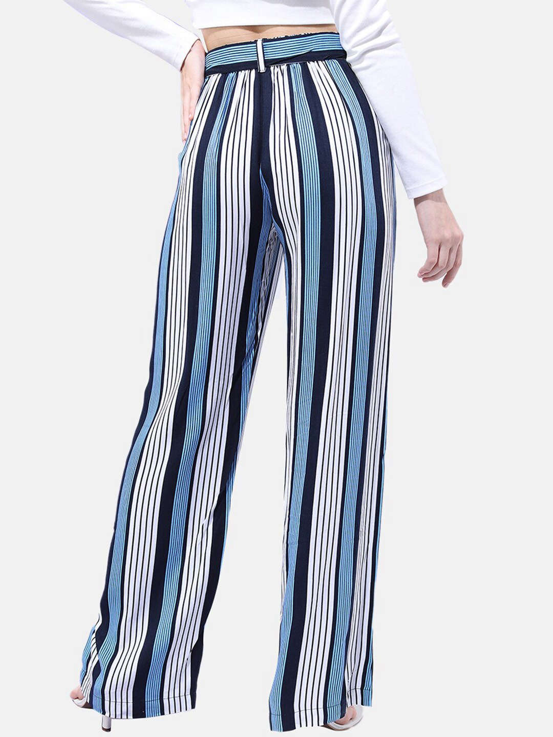 Shop Women Striped Flare Pant Online.