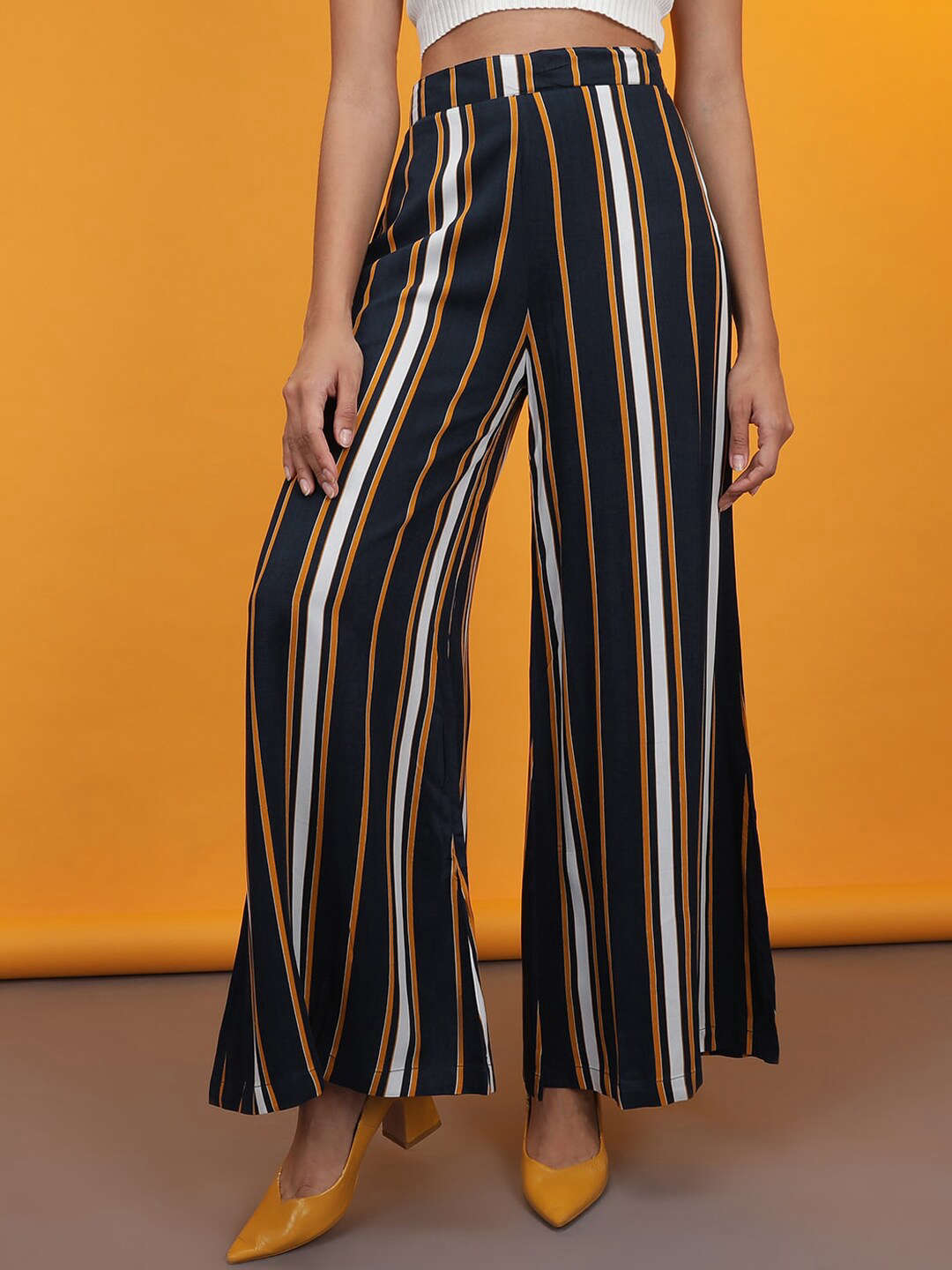 Shop Women Striped Wide Leg Pant Online.