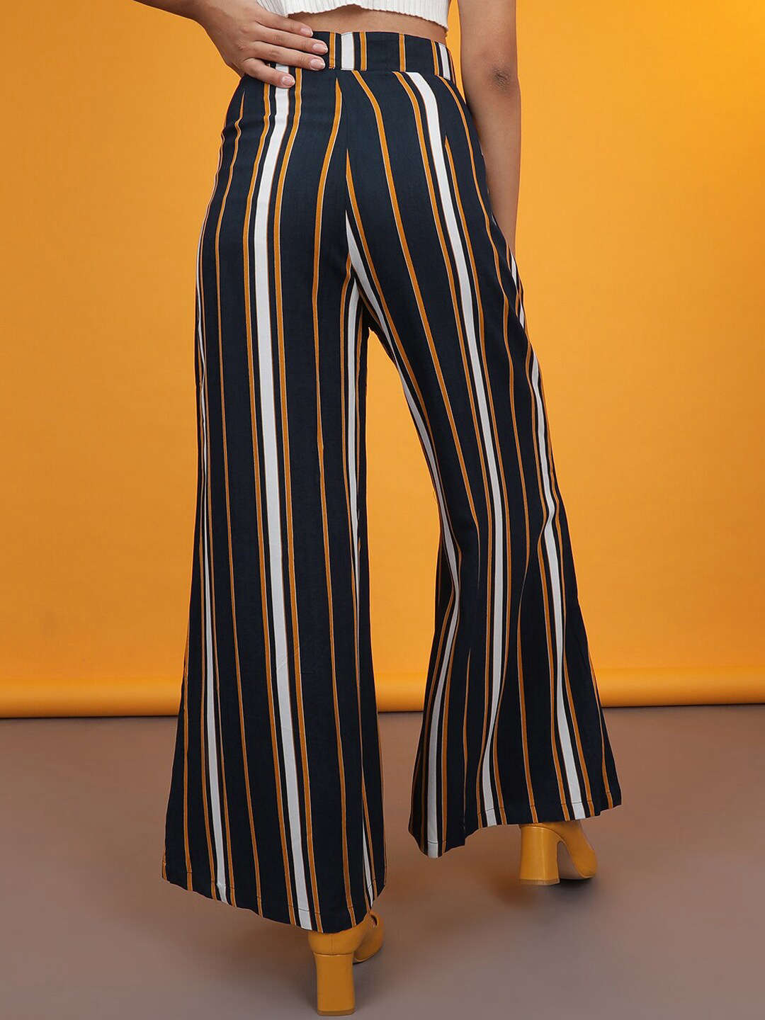 Shop Women Striped Wide Leg Pant Online.