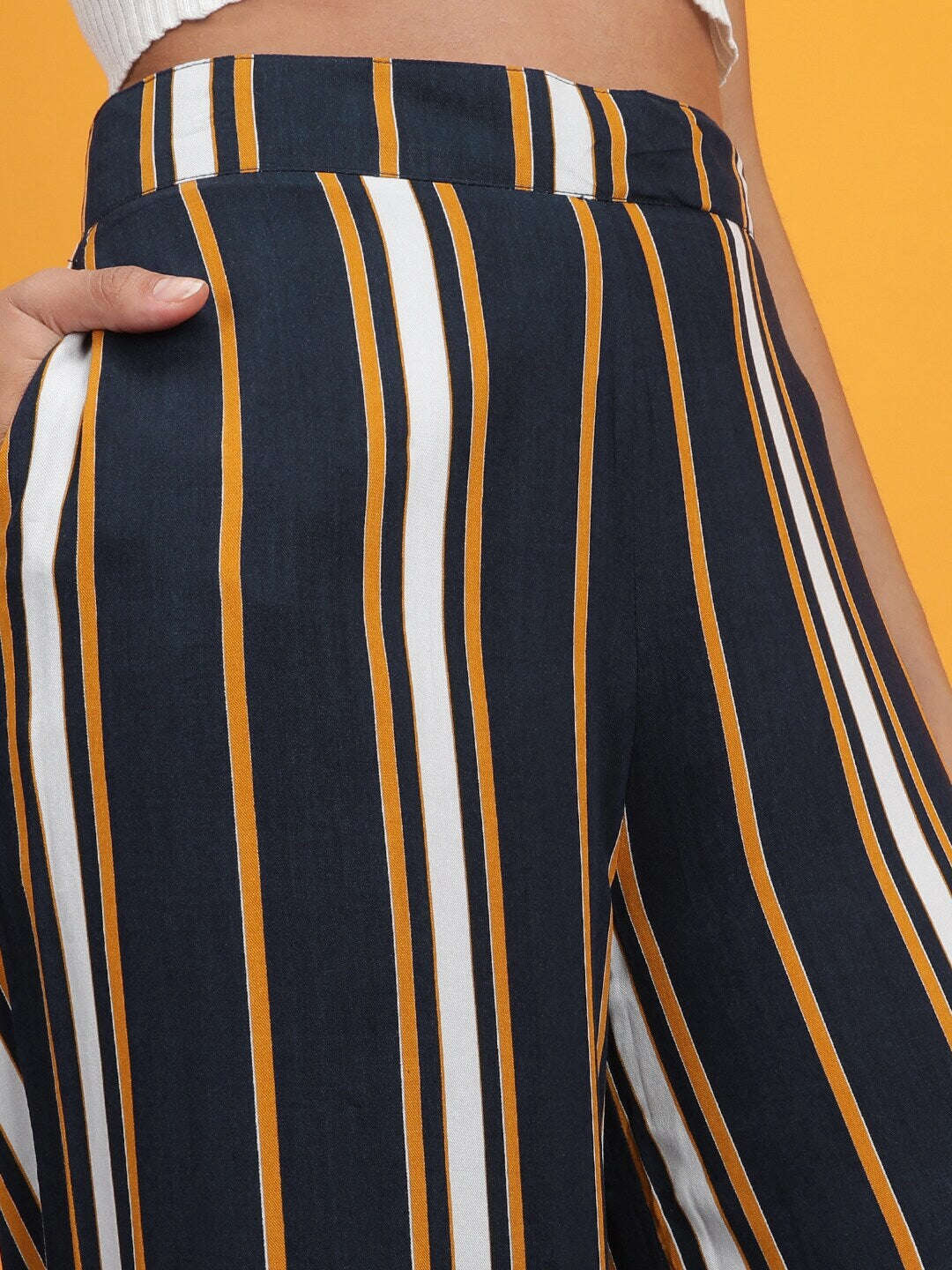 Shop Women Striped Wide Leg Pant Online.