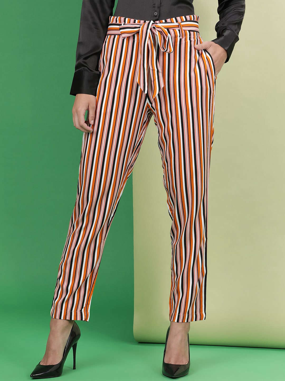 Shop Women Striped Tapered Pant Online.