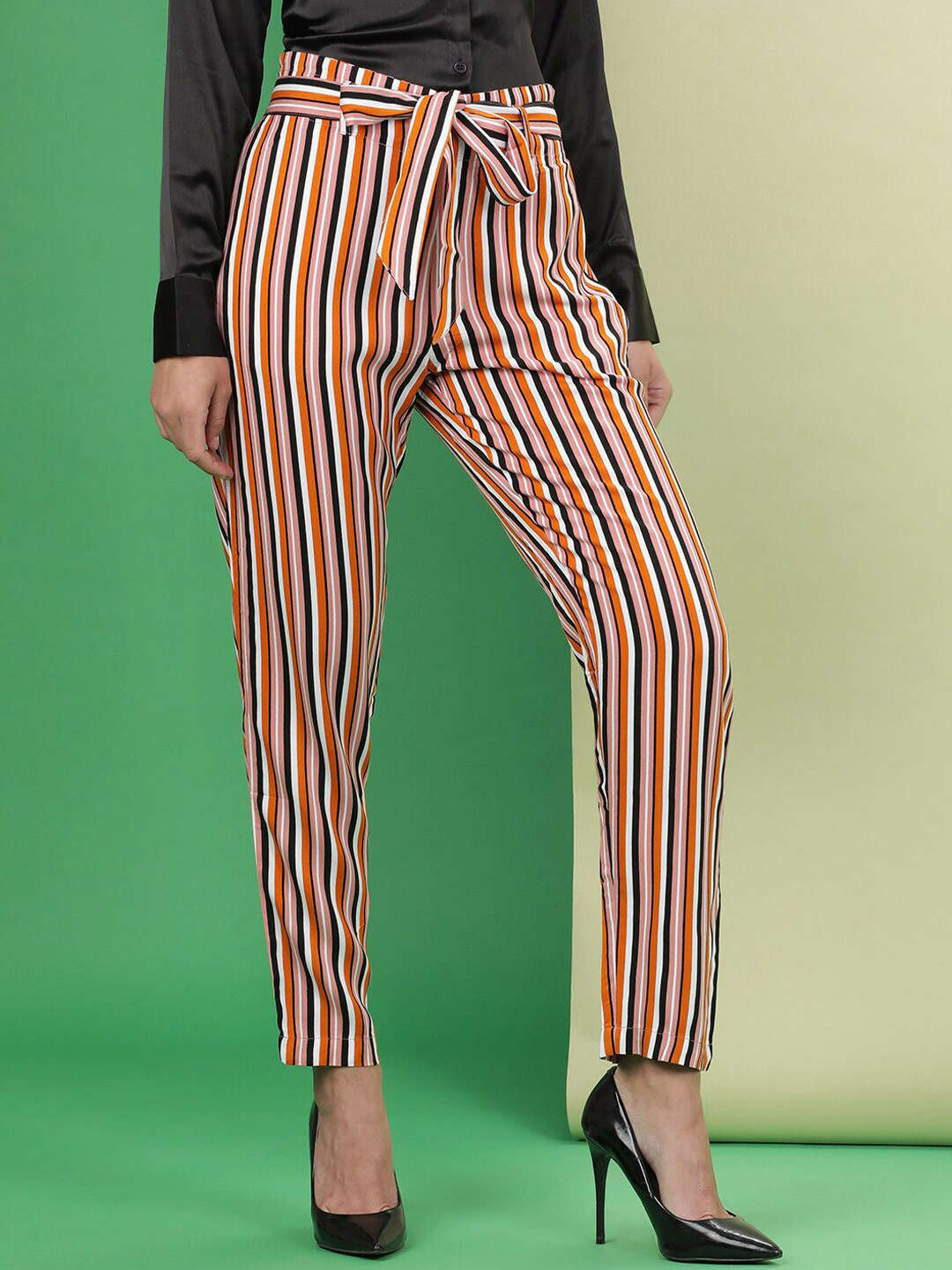 Shop Women Striped Tapered Pant Online.