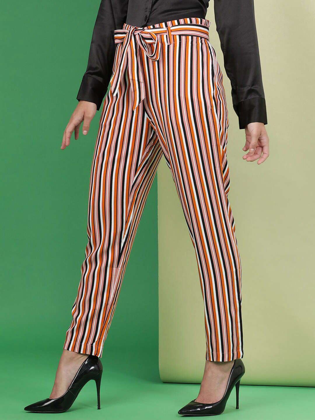 Shop Women Striped Tapered Pant Online.