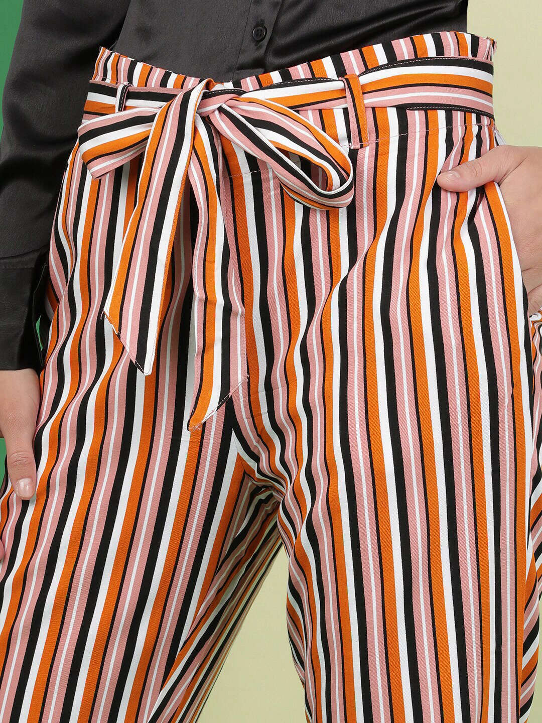 Shop Women Striped Tapered Pant Online.