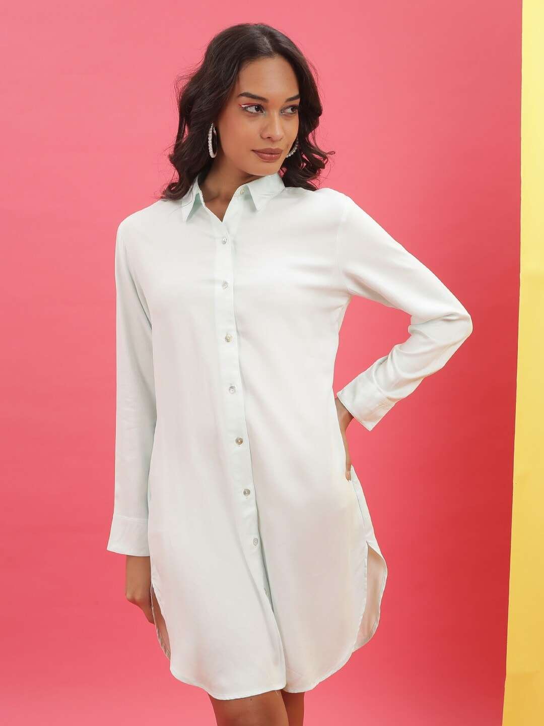 Shop Women Solid Shirt Dress Online.