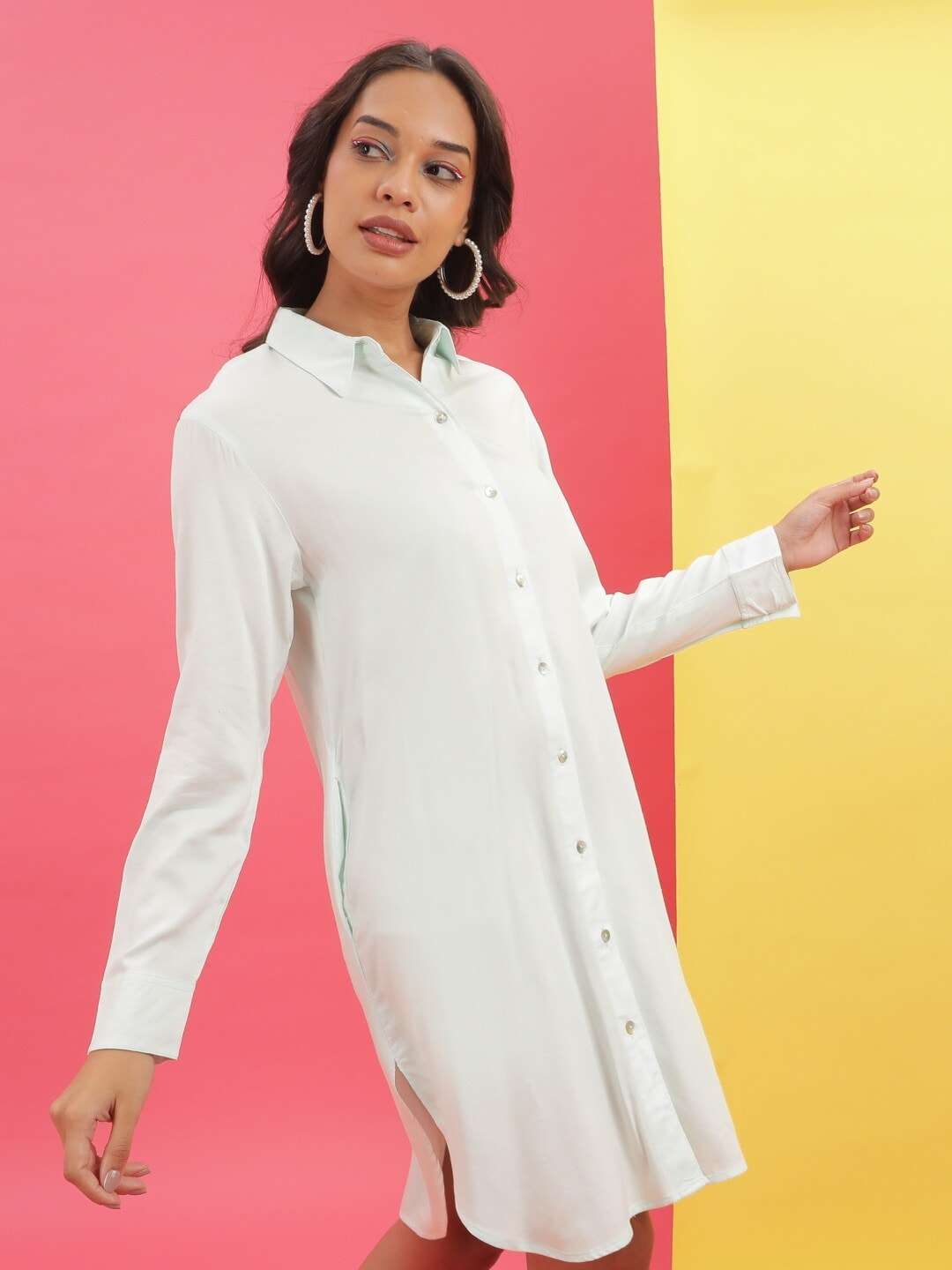 Shop Women Solid Shirt Dress Online.