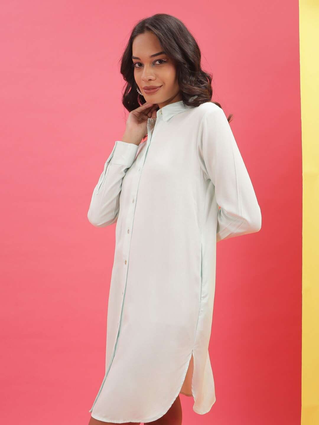 Shop Women Solid Shirt Dress Online.