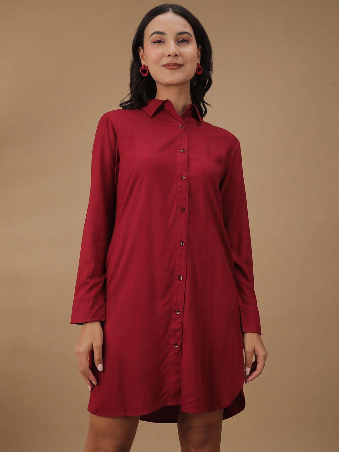 Shop Women Solid Shirt Dress Online.