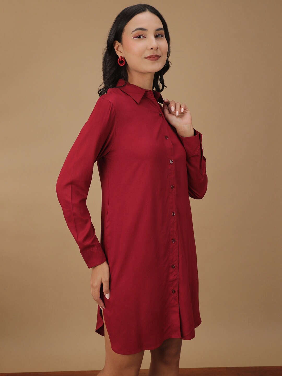 Shop Women Solid Shirt Dress Online.