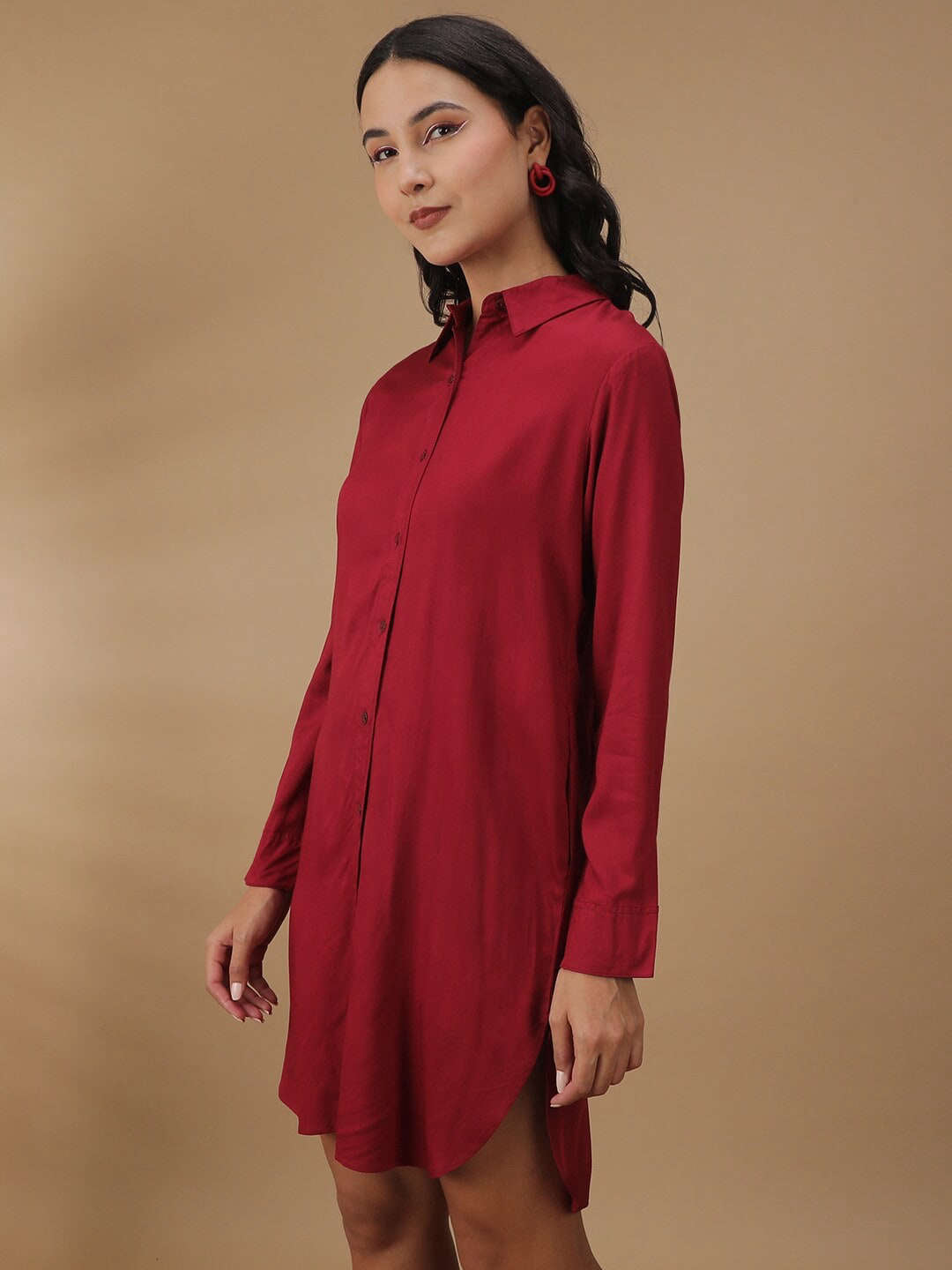 Shop Women Solid Shirt Dress Online.