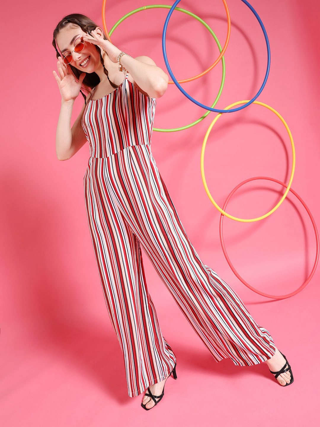 Shop Women Strappy Striped Jumpsuit Online.