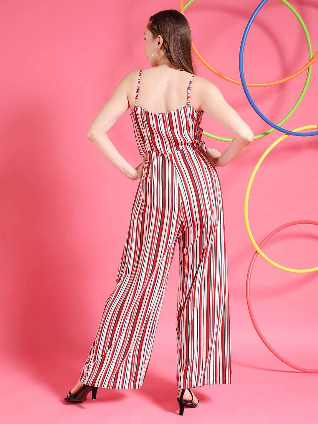 Shop Women Strappy Striped Jumpsuit Online.