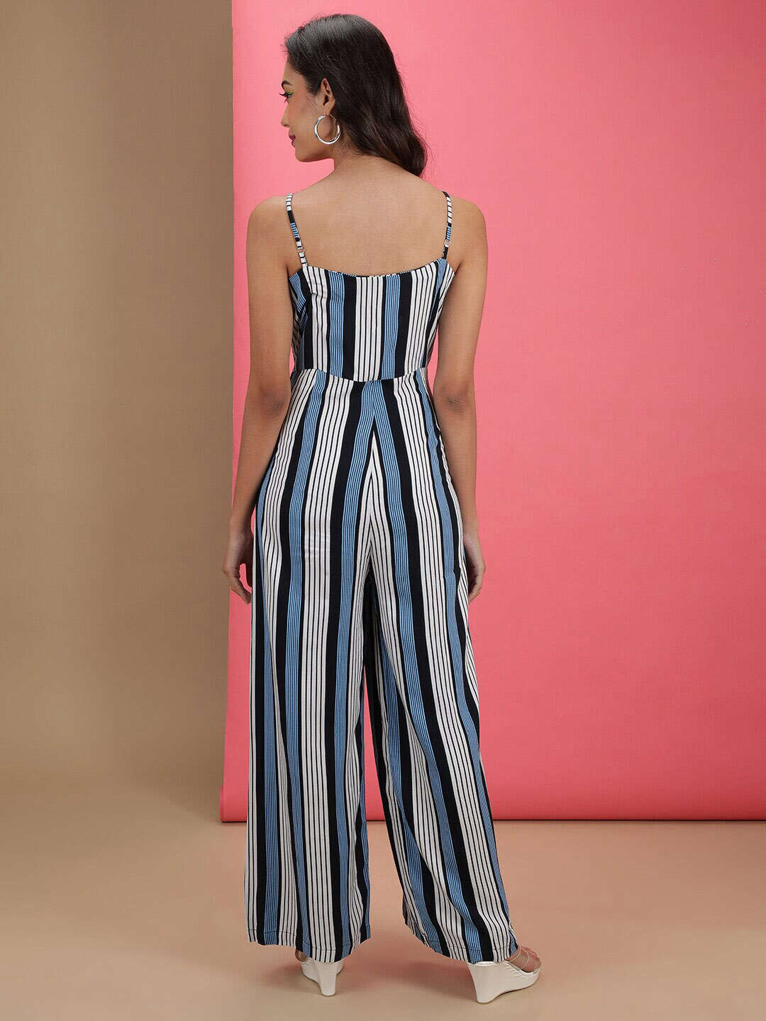 Shop Women Strappy Striped Jumpsuit Online.