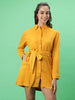 Shop Women Solid Shirt Dress With Front Tie-Up Online.