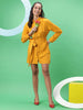 Shop Women Solid Shirt Dress With Front Tie-Up Online.