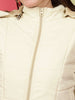 Shop Women Quilted Hooded Jacket With Faux Fur Online.
