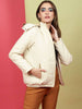 Shop Women Quilted Hooded Jacket With Faux Fur Online.