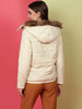 Shop Women Quilted Hooded Jacket With Faux Fur Online.