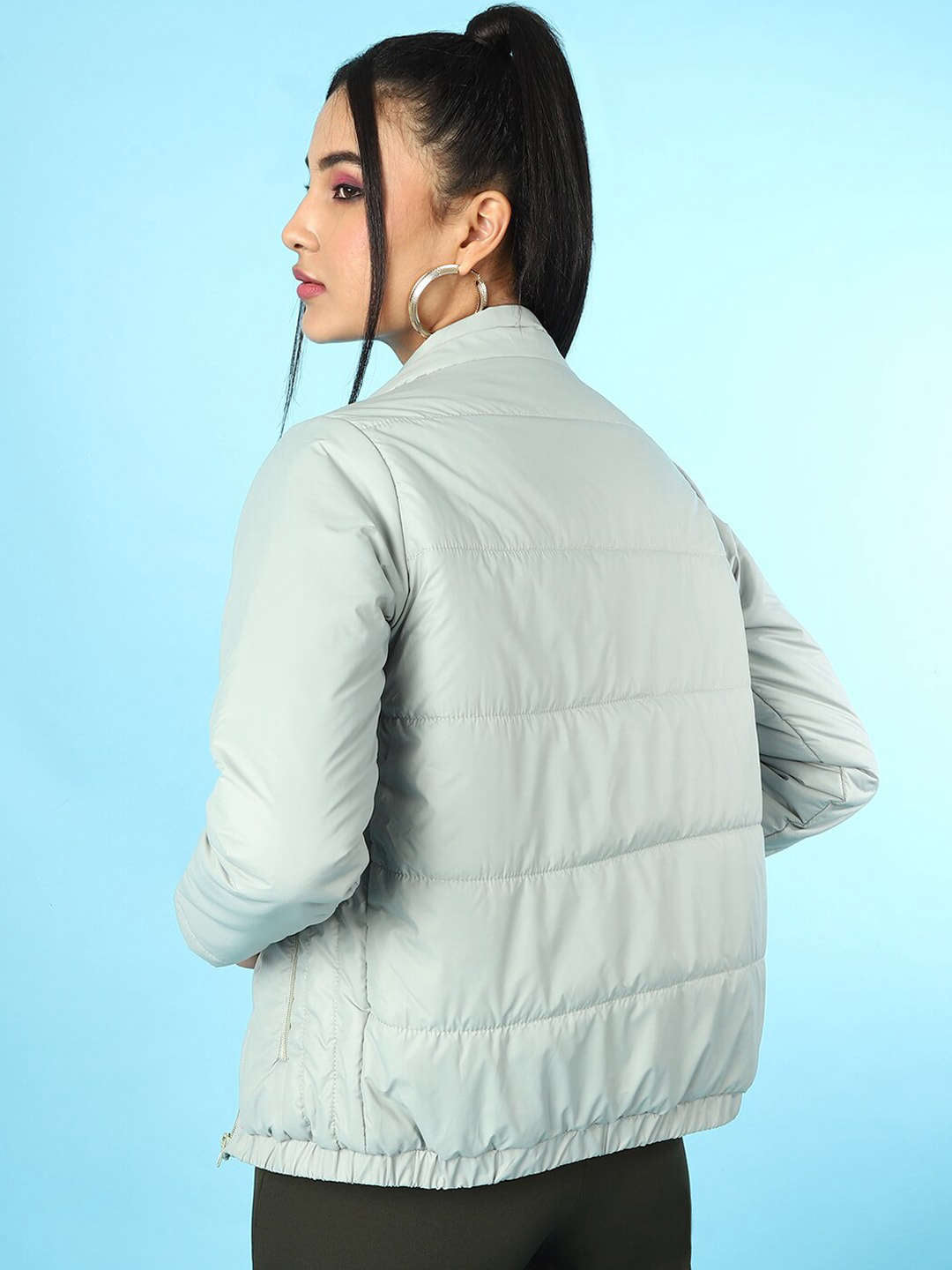 Shop Women Quilted Hooded Jacket With Faux Fur Online.