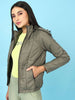 Shop Women Quilted Hooded Jacket With Faux Fur Online.