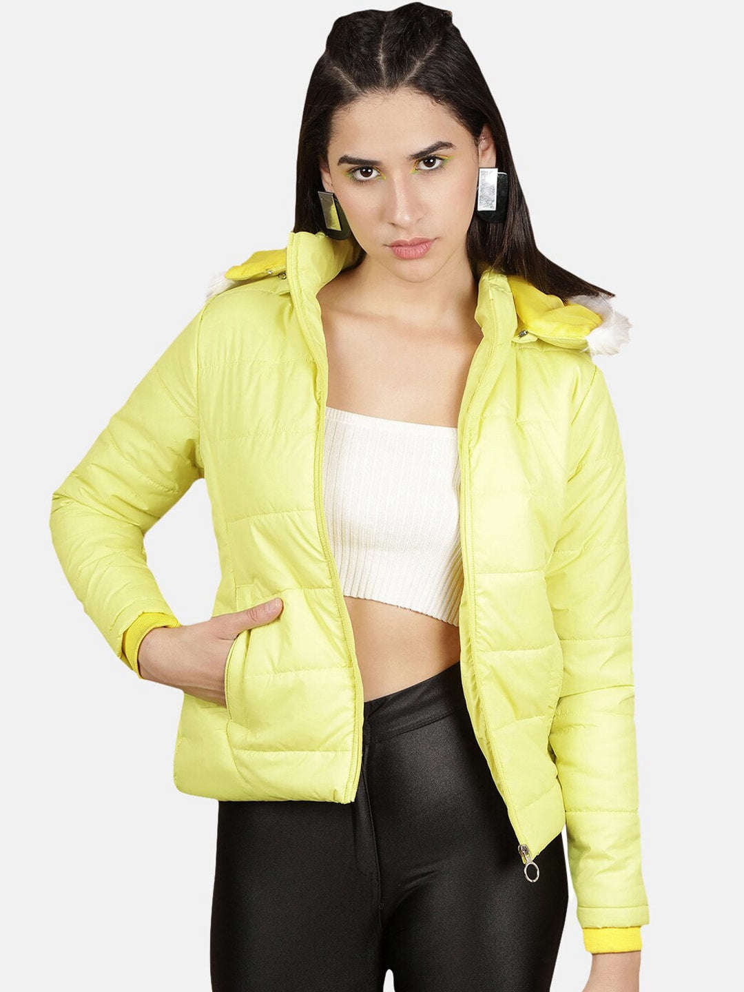 Shop Women Shaped Puffer Jacket With Fur Insert At Hood Online.