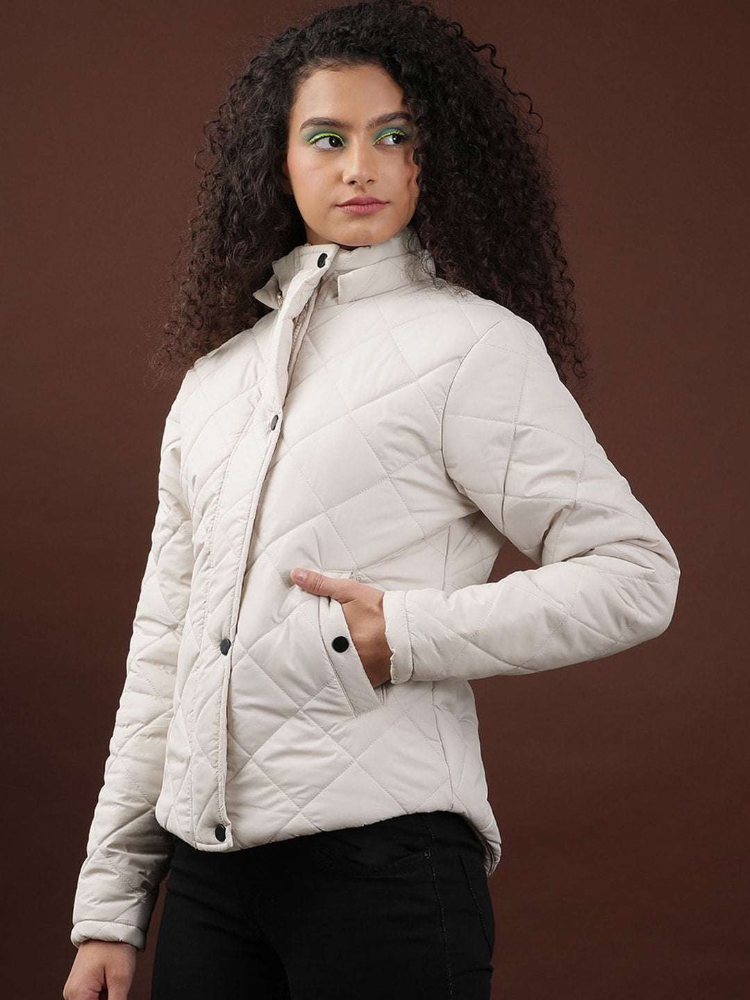 Shop Women Curved Jacket With Sherpa Lining At Hood Online.