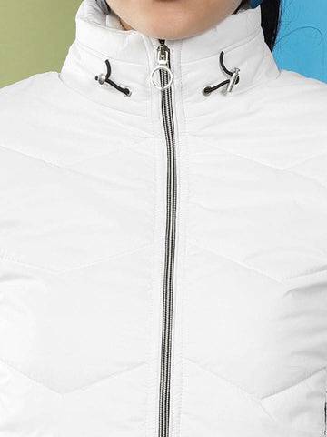 Shop Women High Neck Zip Front Puffer Jacket Online.