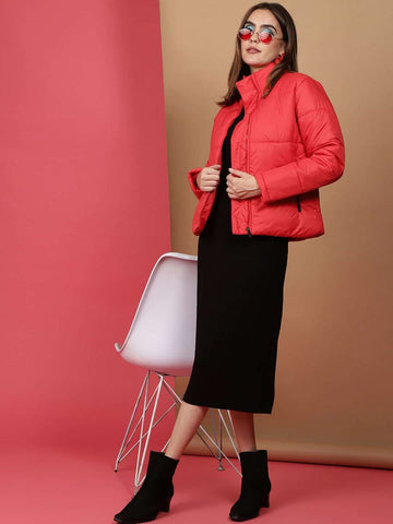Shop Women High Neck Curved Jacket Online.