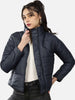Shop Women High Neck Curved Jacket Online.
