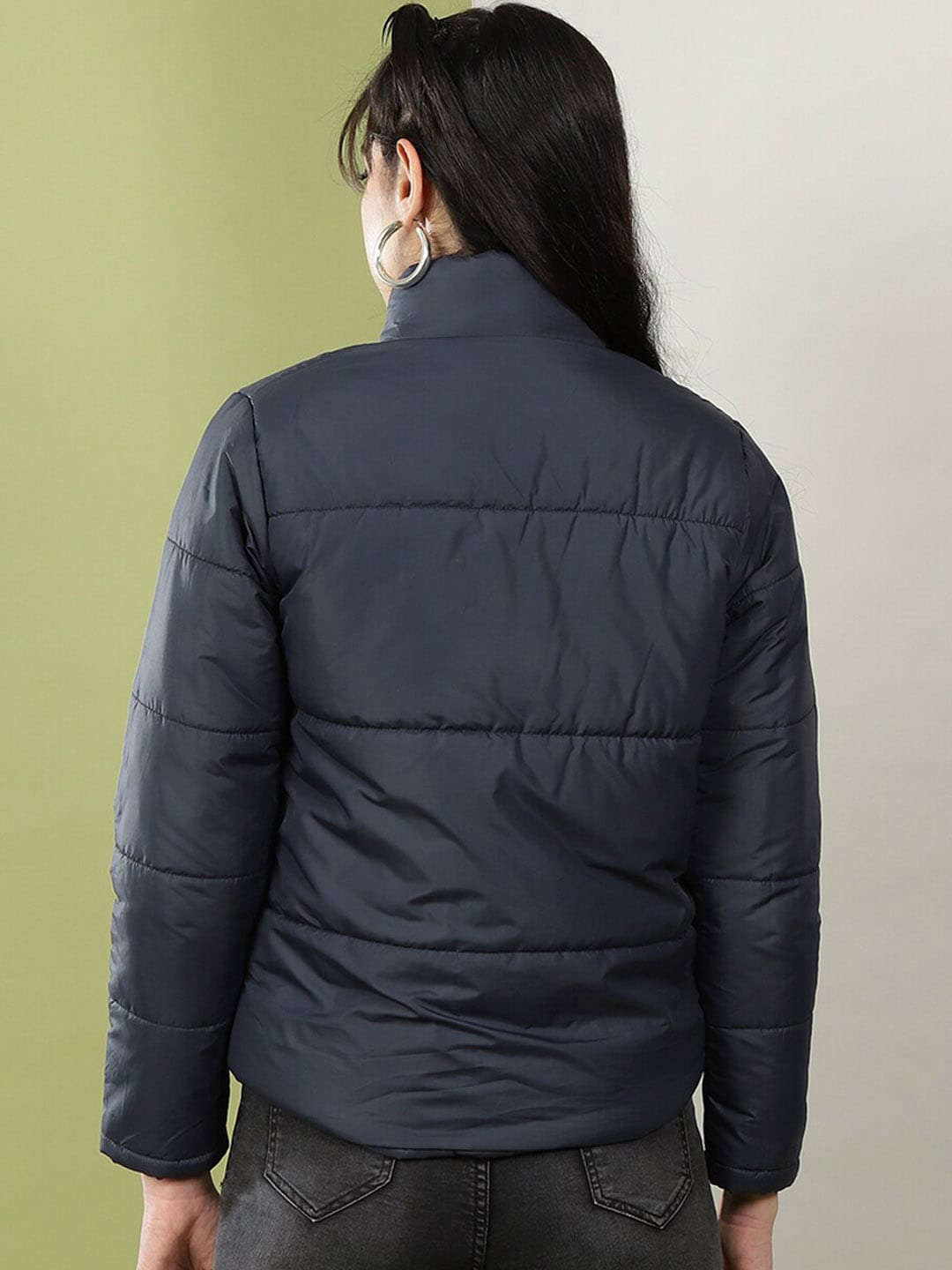 Shop Women High Neck Curved Jacket Online.