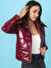 Shop Women Metallic Jacket With Detachable Hood Online.